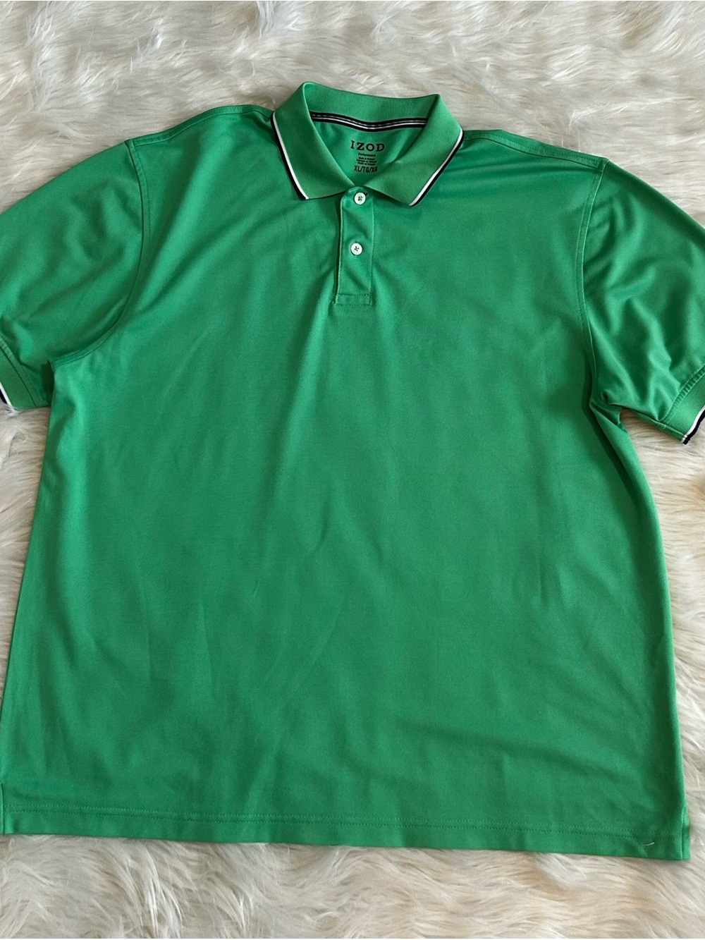 Izod Men’s Bright Green Polo with Contrast Collar Tipping